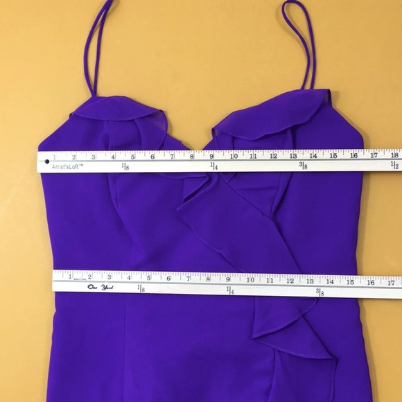 Alfredo Angelo Bridesmaid Purple Ruffle Dress Womens 12 Spaghetti Straps Prom - Picture 8 of 9
